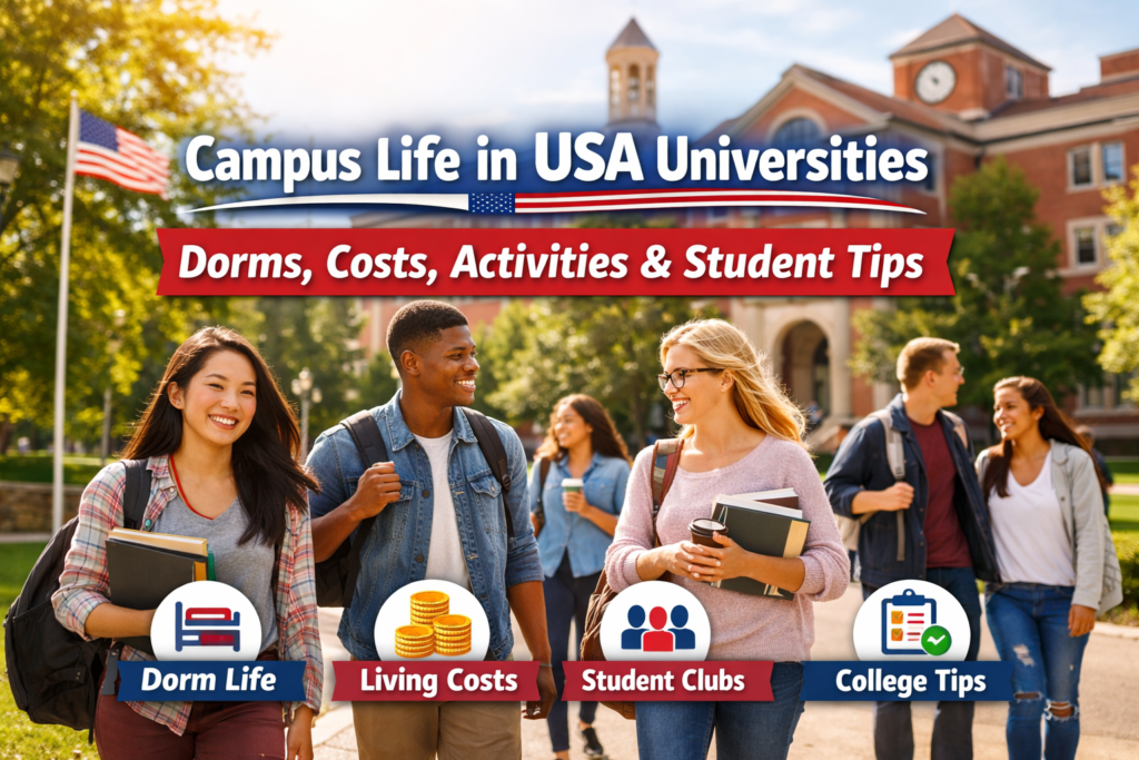Campus Life in USA Universities — Dorms, Costs, Activities & Student Tip